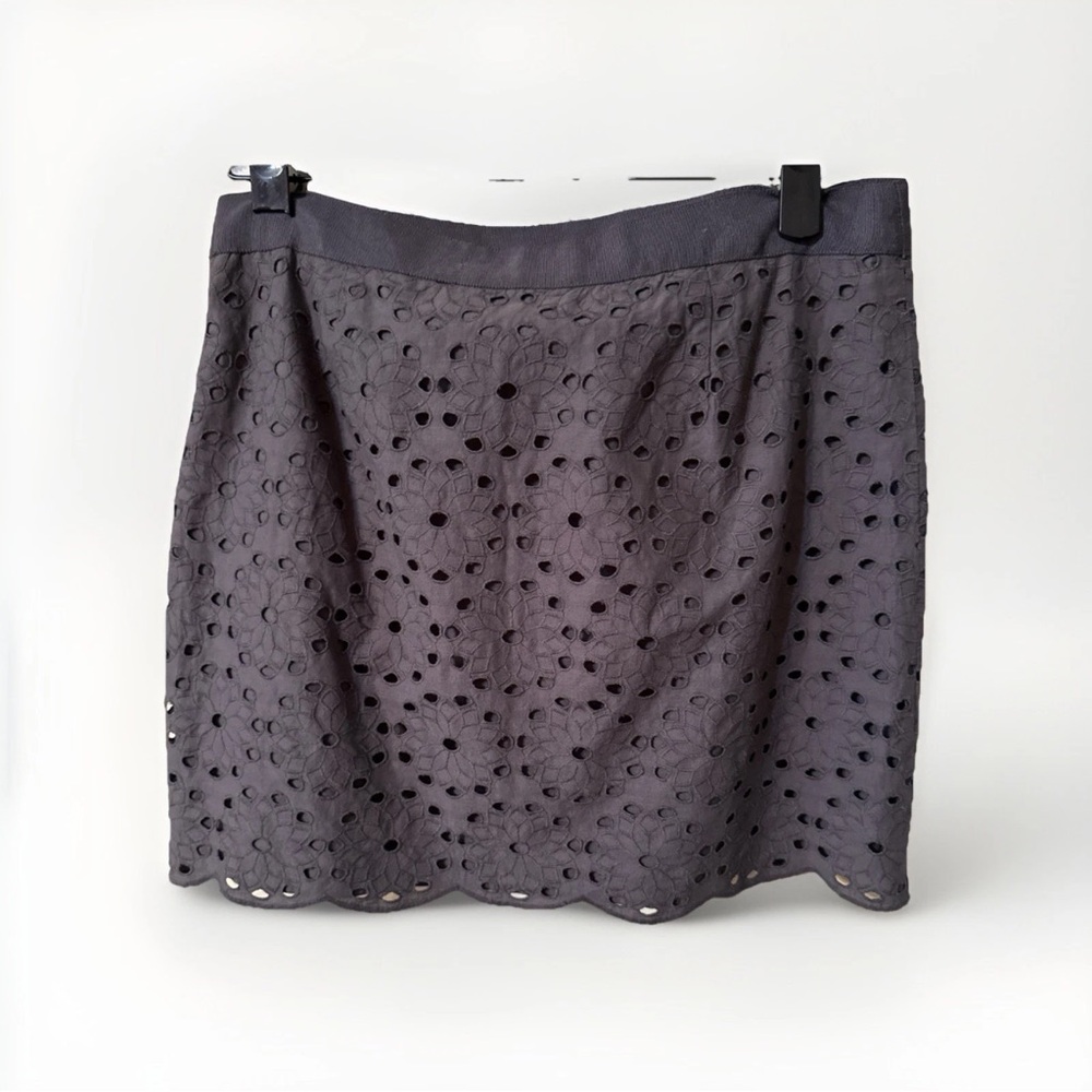 J Crew Brown eyelet straight mini 100% cotton  skirt